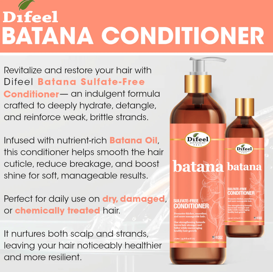 Difeel Batana Shampoo & Conditioner โ 12 oz - Beauty Exchange Beauty Supply
