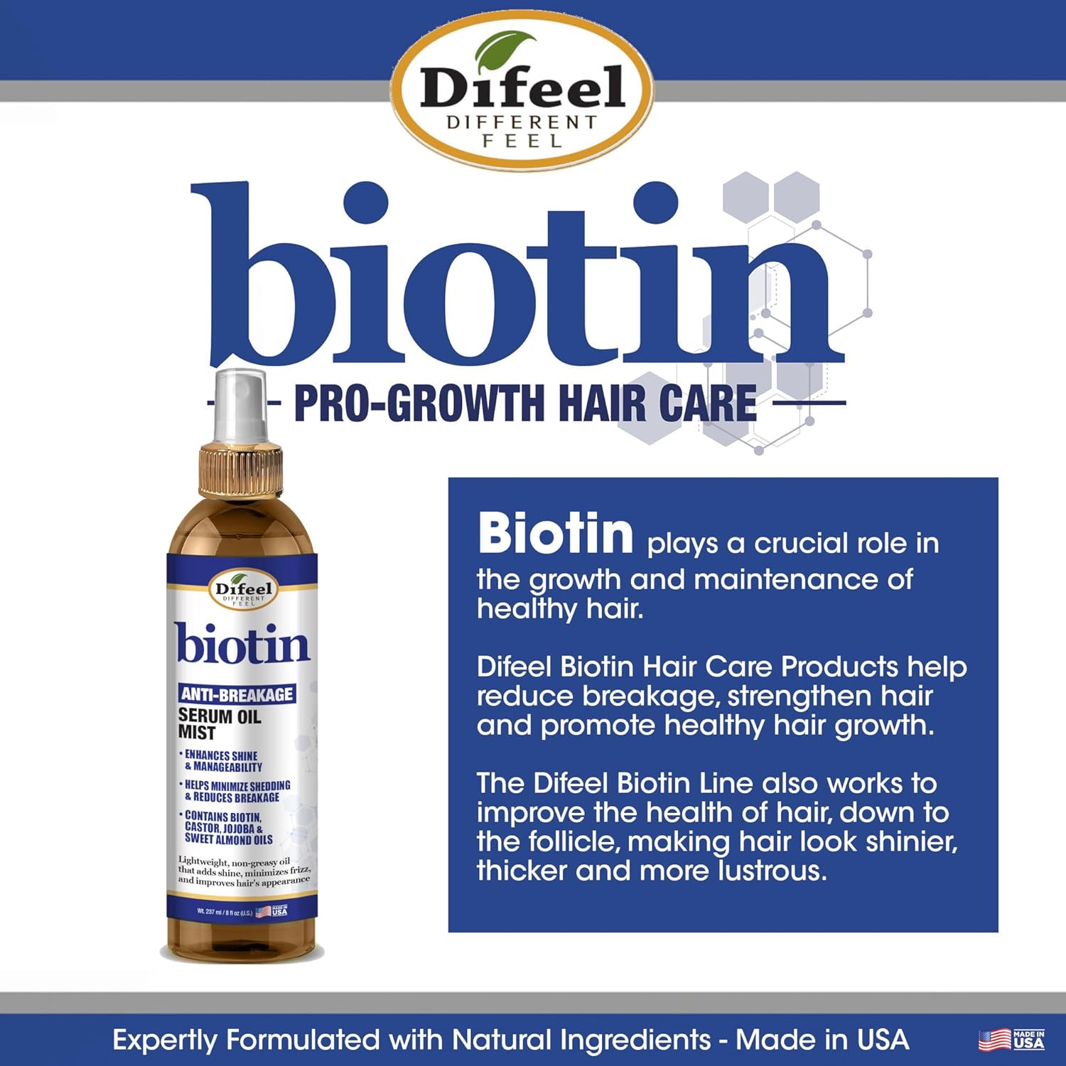 Difeel Biotin Anti - Breakage Serum Oil Mist 8 oz - Beauty Exchange Beauty Supply