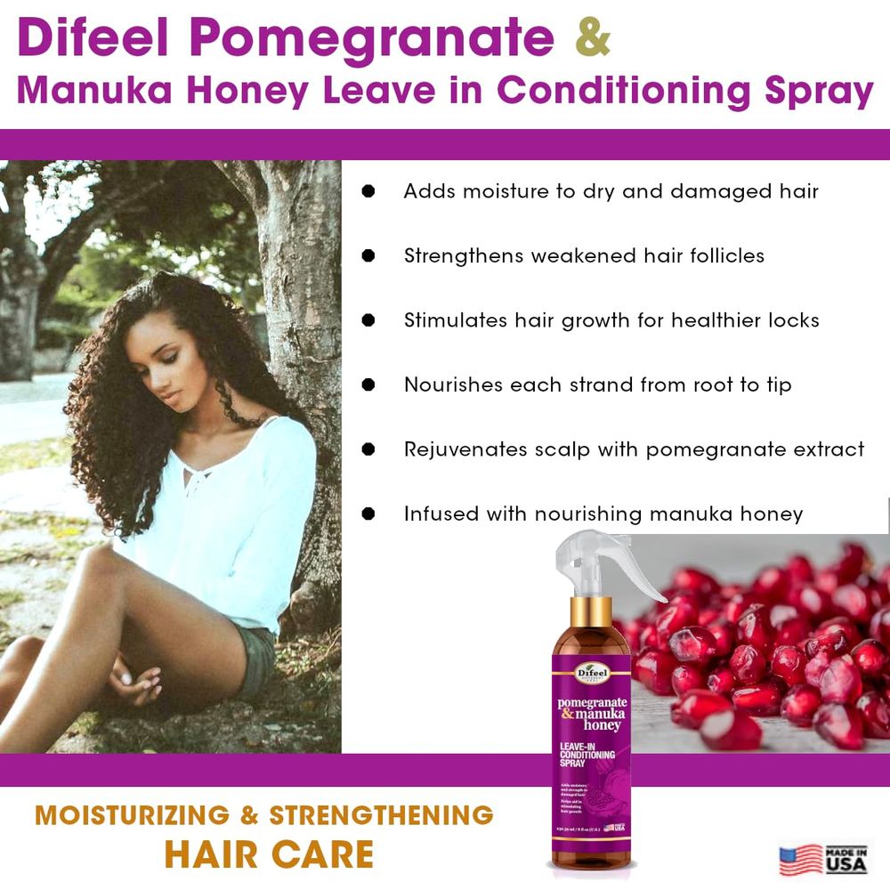 Difeel Pomegranate & Manuka Honey Leave - In Conditioning Spray – 8 oz - Beauty Exchange Beauty Supply