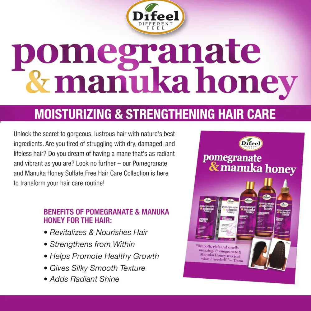 Difeel Pomegranate & Manuka Honey Premium Hair Oil | Deep Nourishment & Radiant Shine | 2 Sizes – 7.1 oz & 8 oz - Beauty Exchange Beauty Supply