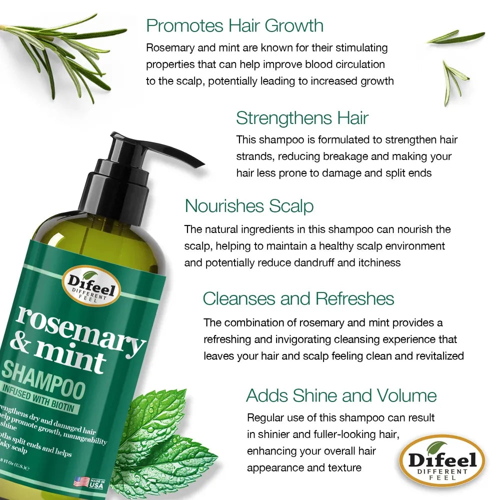 Difeel Rosemary & Mint Strengthening Shampoo & Conditioner with Biotin - Beauty Exchange Beauty Supply