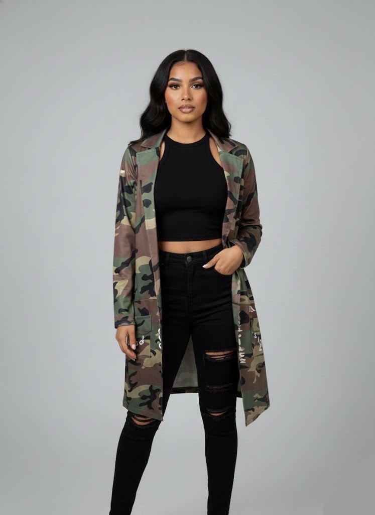 DODO Camo Loose Coat With Print - Beauty Exchange Beauty Supply