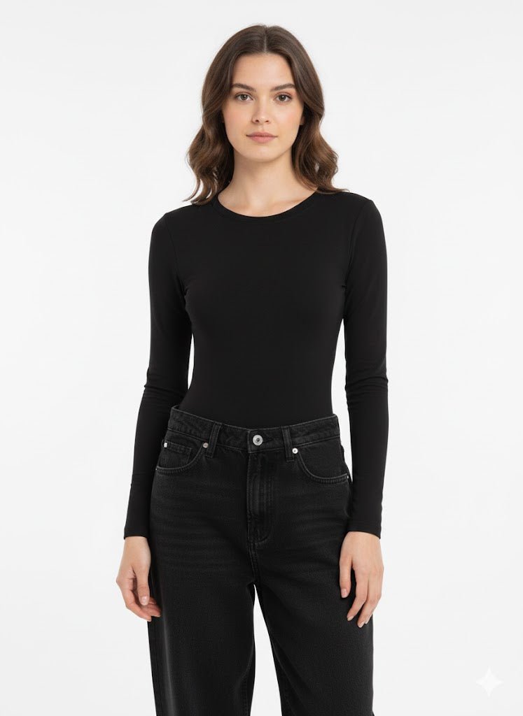 Dodo Crew Neck Long Sleeve Bodysuit - Beauty Exchange Beauty Supply
