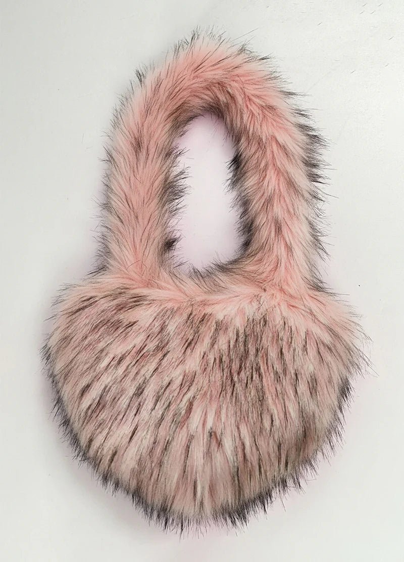 DODO Fuzzy Faux Fur Heart Bag - Beauty Exchange Beauty Supply