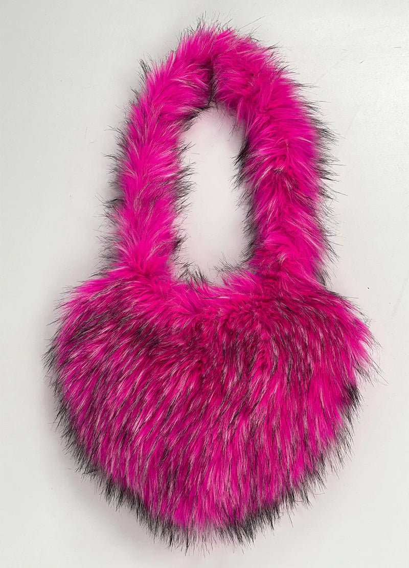 DODO Fuzzy Faux Fur Heart Bag - Beauty Exchange Beauty Supply
