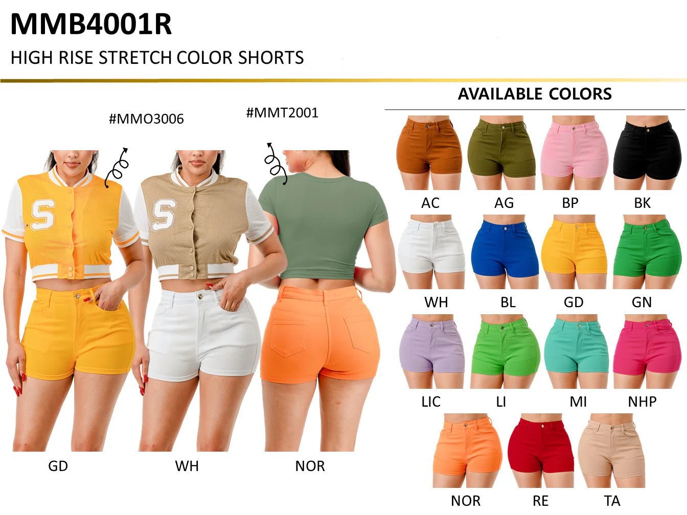 Dodo High Rise Stretch Color Shorts - Reg - Beauty Exchange Beauty Supply