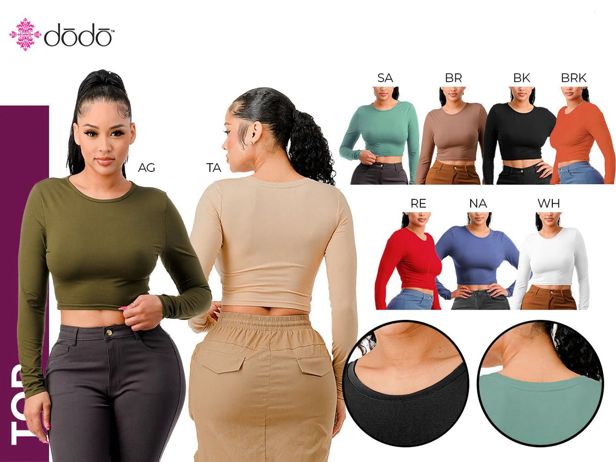 DODO Long Sleeve Crop T-Shirt - Beauty Exchange Beauty Supply