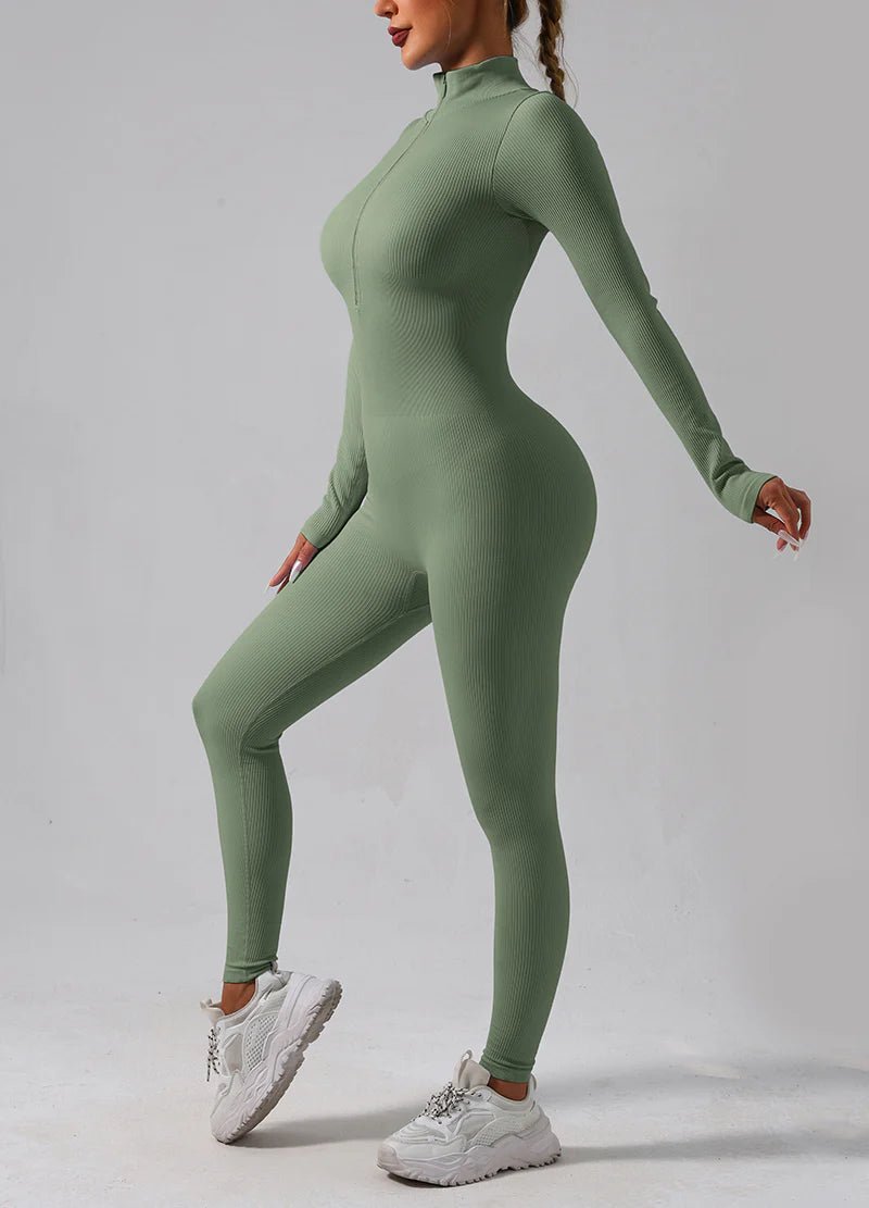 Dodo Tummy Control Half Zip - Up Jumpsuit - Beauty Exchange Beauty Supply