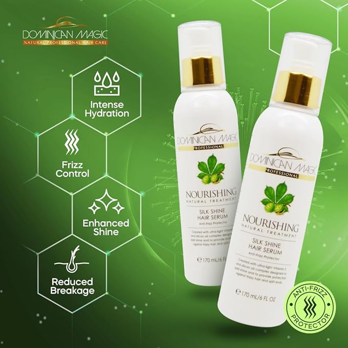 Dominican Magic Nourishing Silk Shine Hair Serum โ Lightweight Frizz Control & Glossy Finish (6oz) - Beauty Exchange Beauty Supply