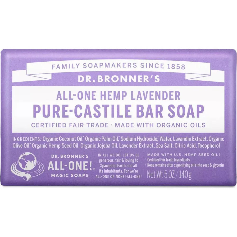 Dr. Bronner’s Pure - Castile Bar Soap – Peppermint, Lavender, Tea Tree, Eucalyptus, Hemp Almond, Baby Unscented, Hemp Rose & Hemp Citrus – 18 - in - 1 Uses – 5oz Varieties (8 Variants) - Beauty Exchange Beauty Supply