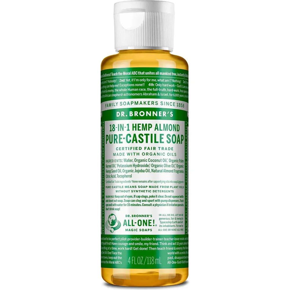 Dr. Bronner's Pure - Castile Liquid Soap – 4 oz Variety Pack (6 - Variants) – Peppermint, Lavender, Tea Tree, Eucalyptus, Hemp Almond & Baby Unscented – 18 - in - 1 Natural Soap - Beauty Exchange Beauty Supply