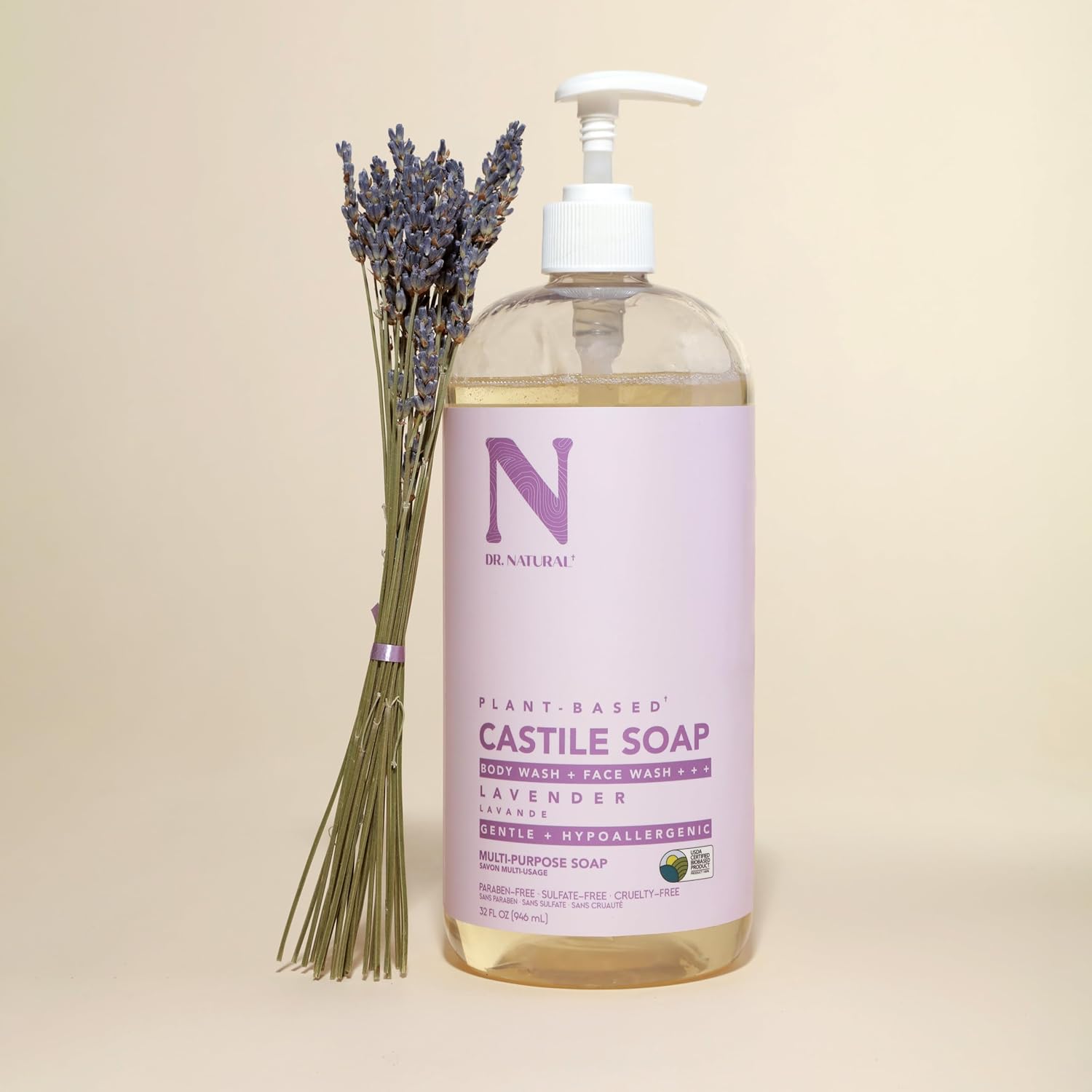Dr. Natural Castile Soap – Peppermint / Lavender – 32 oz - Beauty Exchange Beauty Supply