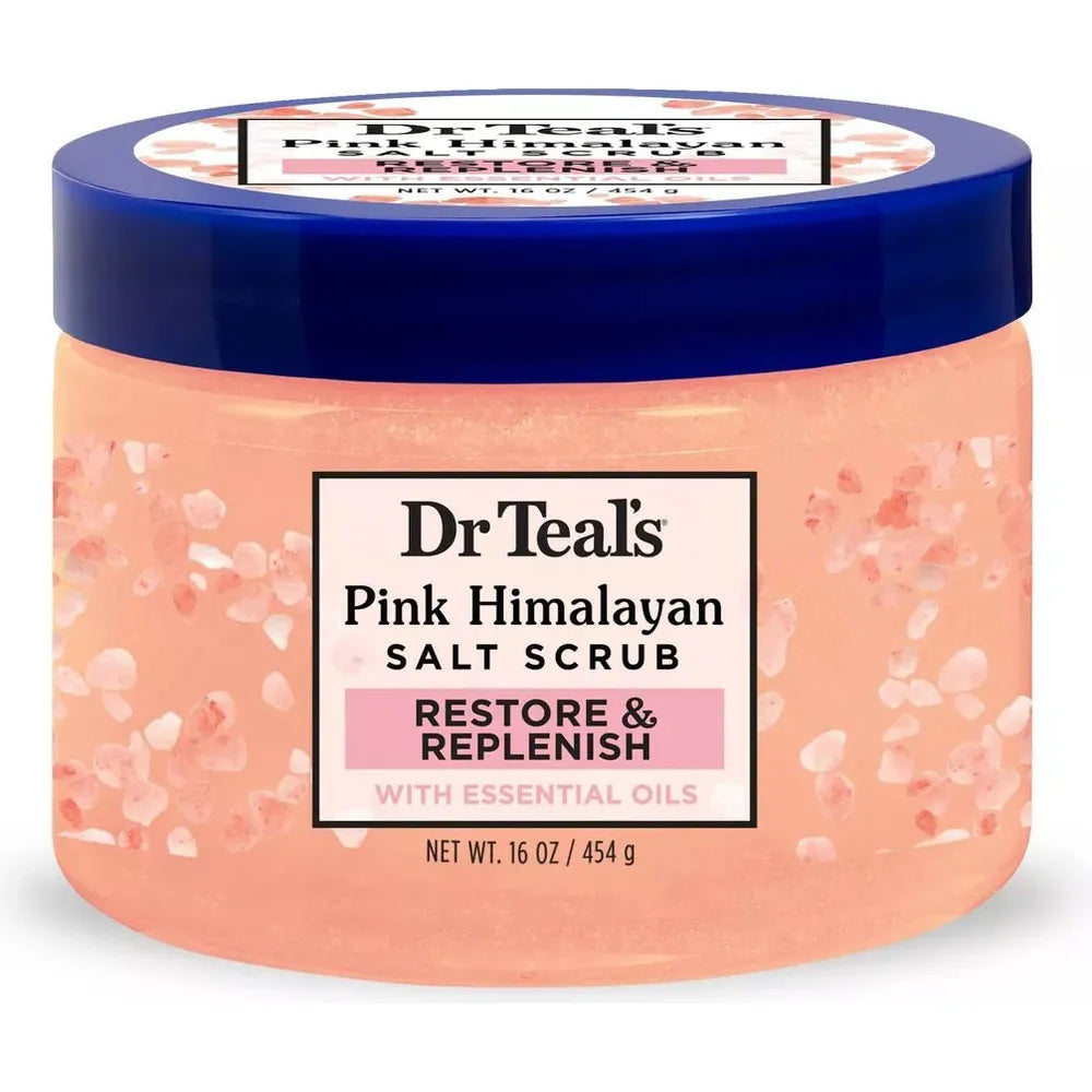 Dr Teal’s Body Scrub with Pure Epsom Salt – Lavender, Eucalyptus & Spearmint, Pink Himalayan – 16 oz - Beauty Exchange Beauty Supply