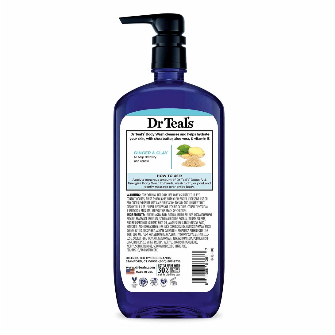 Dr. Teal's Detox & Energize with Ginger & Clay Body Wash – 24oz - Beauty Exchange Beauty Supply