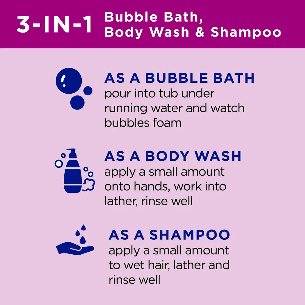 Dr Teal's Kids 3 - in - 1 Bubble Bath, Body Wash & Shampoo – Boost & Renew Elderberry with Vitamin C, 20 fl oz - Beauty Exchange Beauty Supply