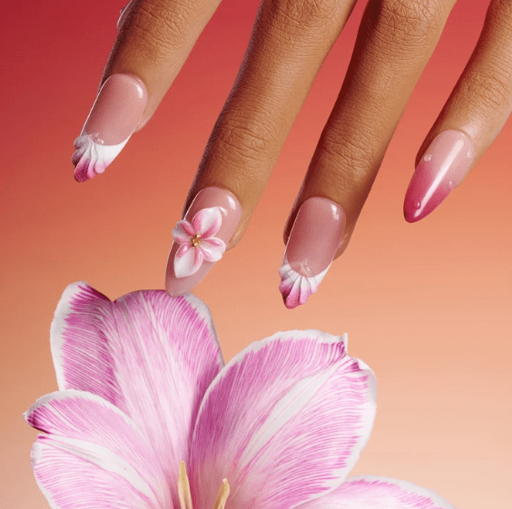DRESUP Blooming Ballet Medium Almond Press-On Nails – 12 Pieces - Beauty Exchange Beauty Supply