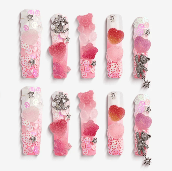 DRESUP Candy Bear Dream Long Pipe Press-On Nails – 12 Pieces - Beauty Exchange Beauty Supply