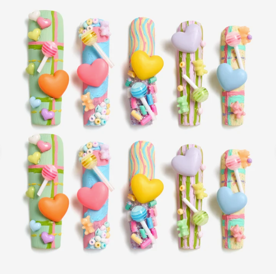 DRESUP Candy Sweetheart Long Pipe Press-On Nails – 12 Pieces - Beauty Exchange Beauty Supply