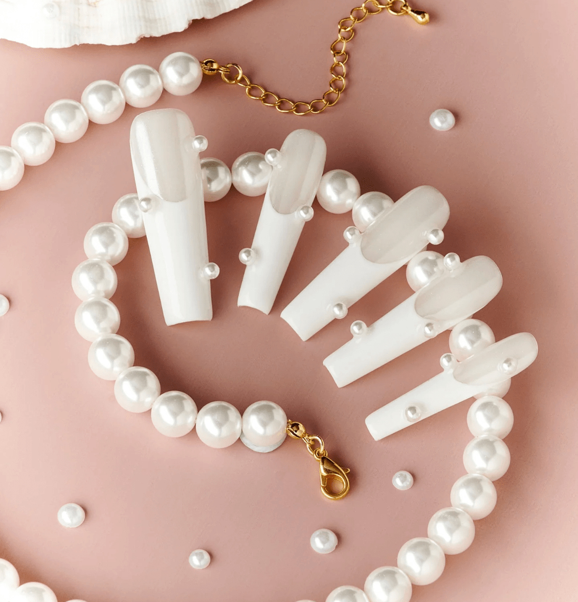 DRESUP Cloud Porcelain Drop Long Pipe Press-On Nails – 12 Pieces - Beauty Exchange Beauty Supply