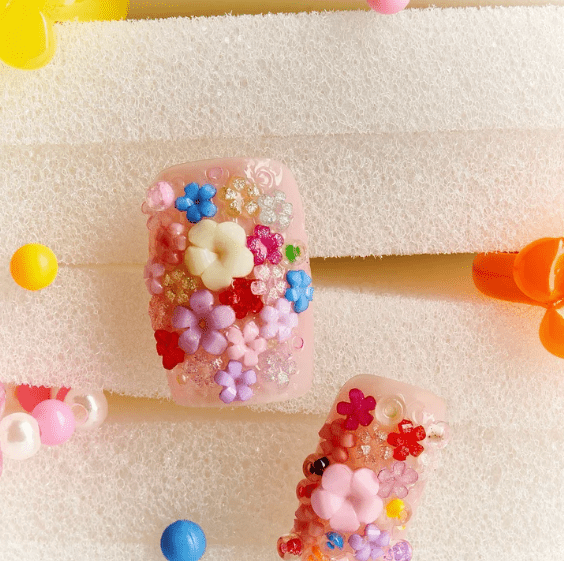 DRESUP Floral Sweetheart Short Square Press-On Nails – 12 Pieces - Beauty Exchange Beauty Supply