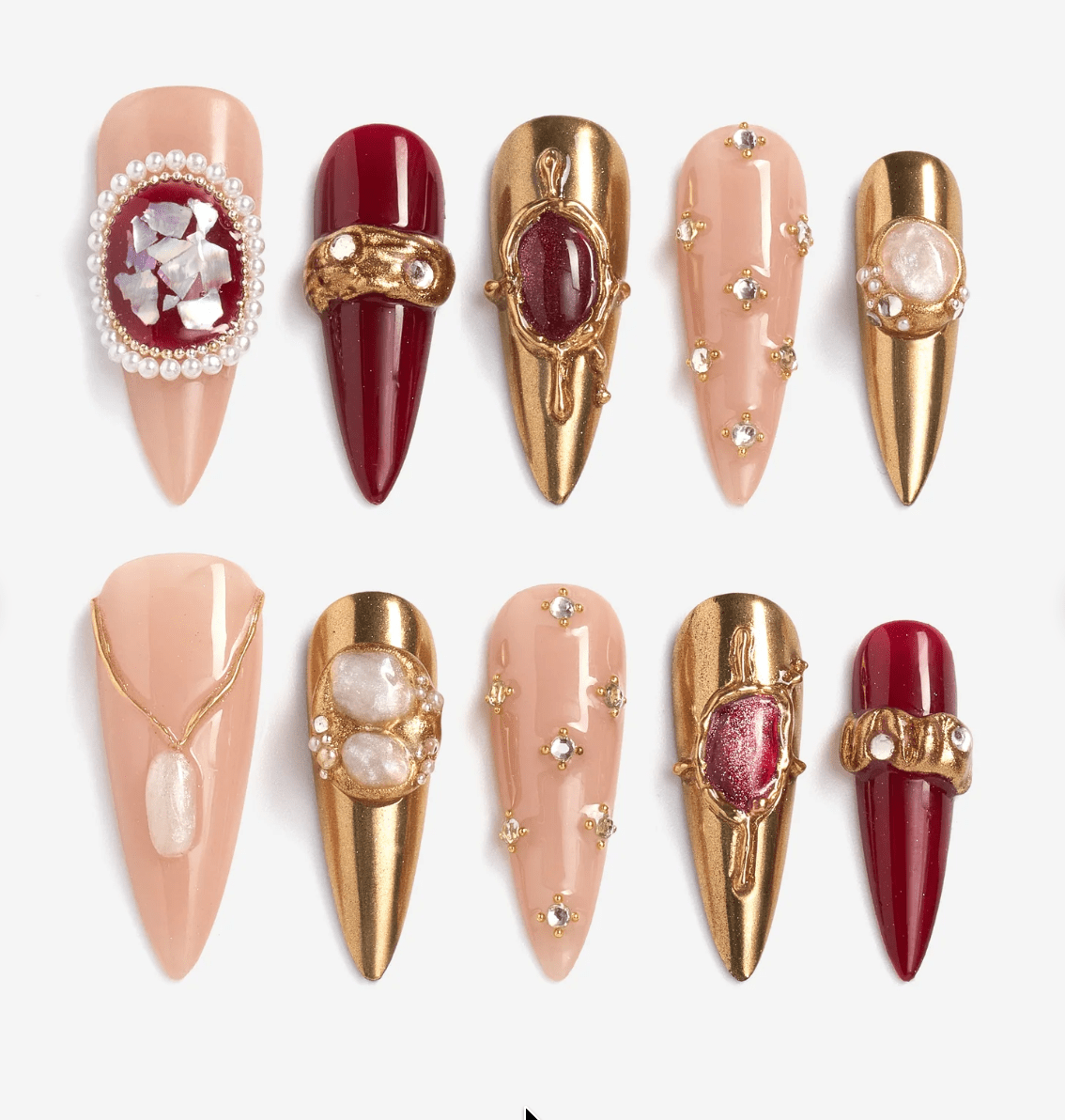 DRESUP Gilded Secrets Medium Almond Stiletto Press-On Nails - Beauty Exchange Beauty Supply