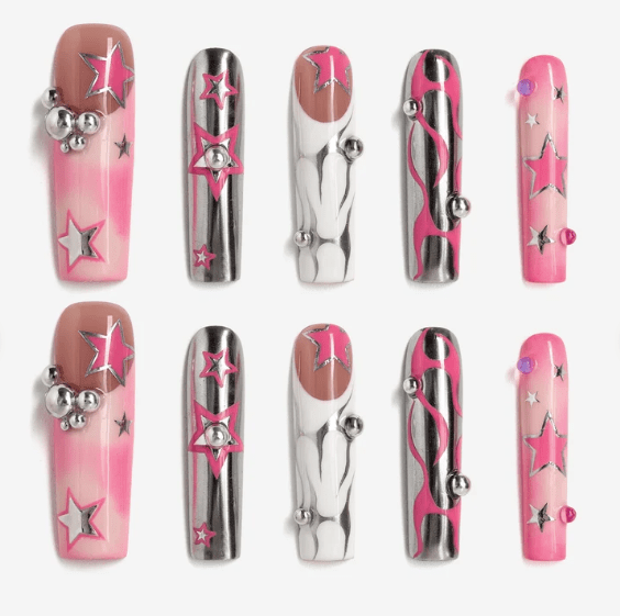 DRESUP Glam Rock Darling Handmade Press-On Nails – 12 Pieces - Beauty Exchange Beauty Supply