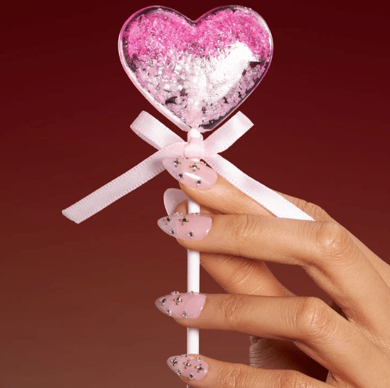 DRESUP Pink Star Gems Short Almond Press-On Nails – 12 Pieces - Beauty Exchange Beauty Supply