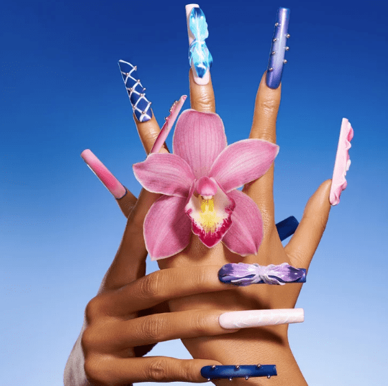 DRESUP Purple Butterfly Fantasy Long Pipe Press-On Nails – 12 Pieces - Beauty Exchange Beauty Supply