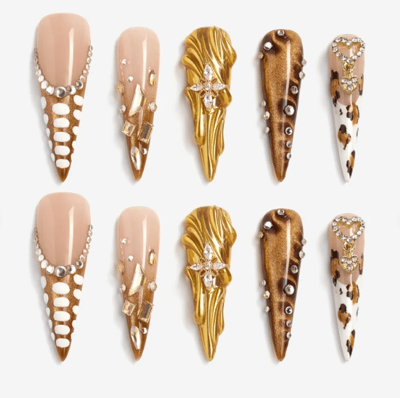 DRESUP Royal Garden Long Stiletto Press-On Nails – 12 Pieces - Beauty Exchange Beauty Supply