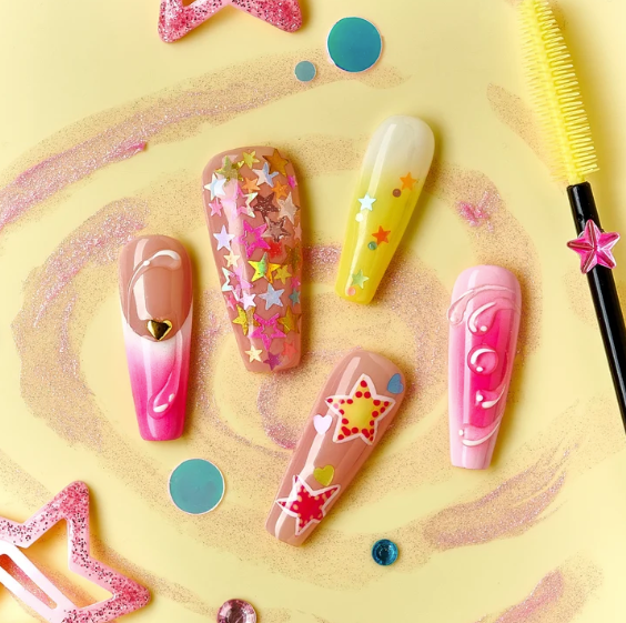 DRESUP Starry Dream Medium Coffin Press-On Nails – 12 Pieces - Beauty Exchange Beauty Supply