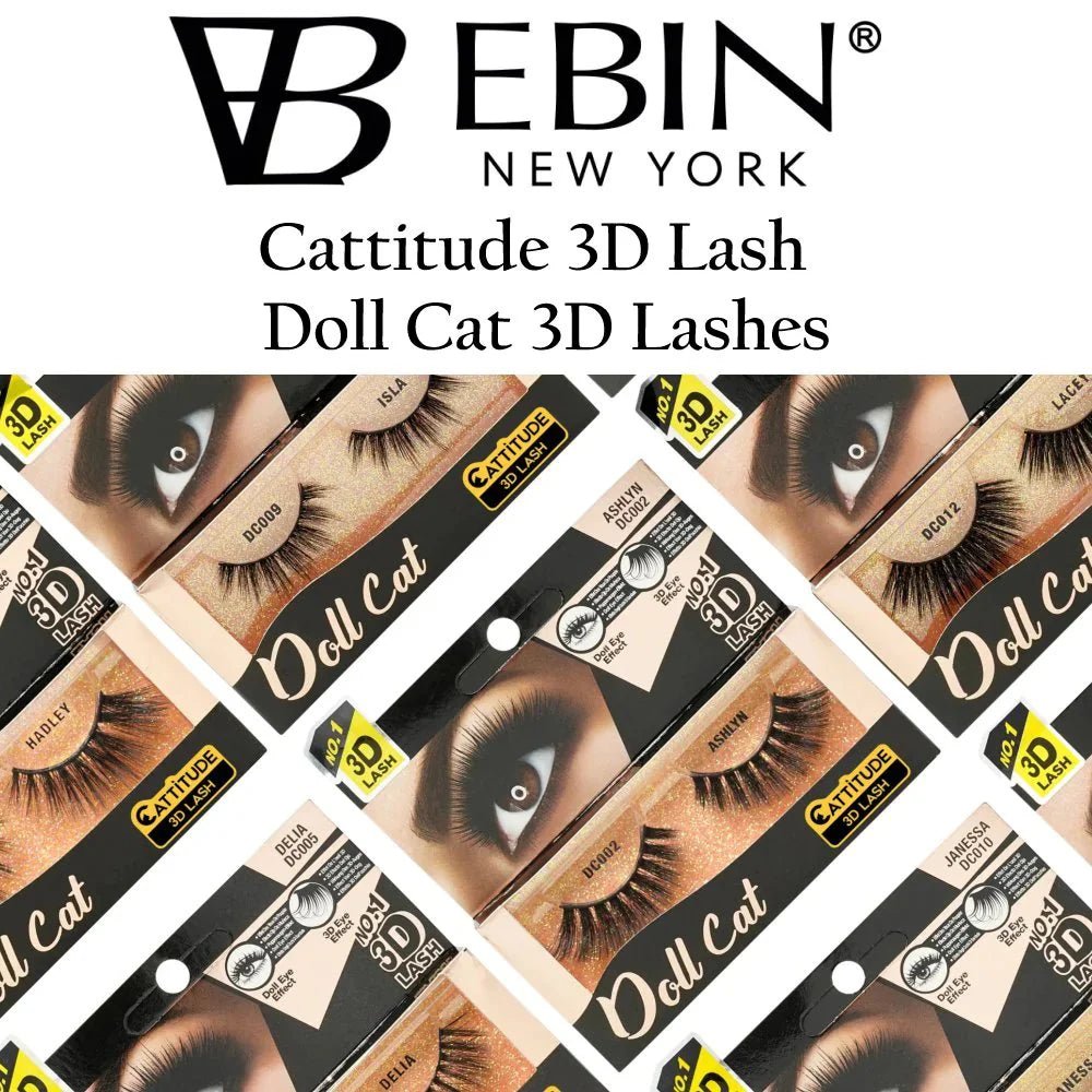 Ebin Ashlyn Doll Cat 3D Lashes โ 3 Pairs | Wispy Volume for a Flirty, Doll - Like Look - Beauty Exchange Beauty Supply