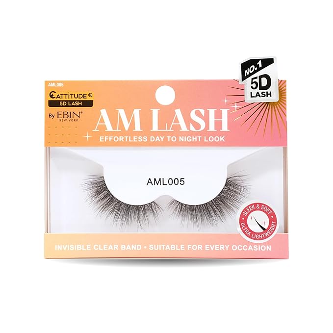 Ebin New York Cattitude 5D AM Lashes โ Styles 001โ006 | Soft Faux Mink, Wispy to Flare Styles | Lightweight & Reusable | Natural Everyday Glam - Beauty Exchange Beauty Supply