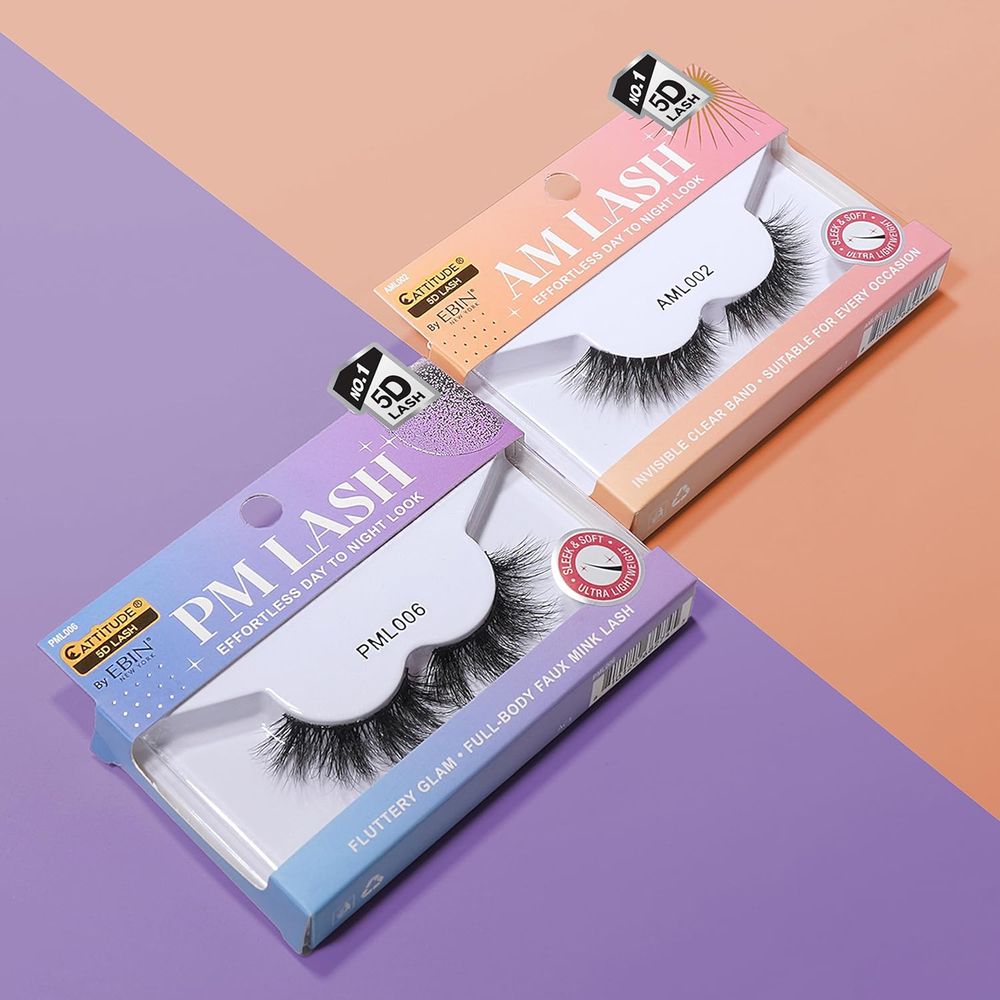 Ebin New York Cattitude 5D AM Lashes – Styles 001–006 | Soft Faux Mink, Wispy to Flare Styles | Lightweight & Reusable | Natural Everyday Glam - Beauty Exchange Beauty Supply