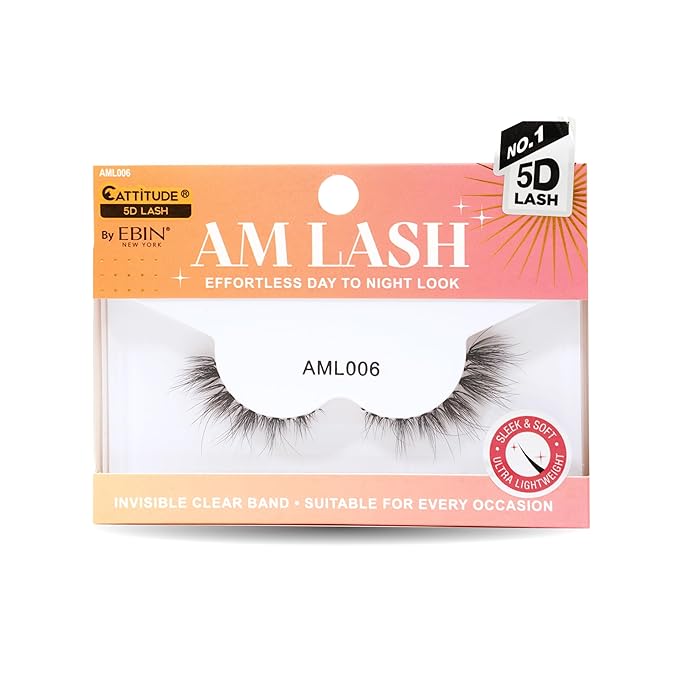 Ebin New York Cattitude 5D AM Lashes โ Styles 001โ006 | Soft Faux Mink, Wispy to Flare Styles | Lightweight & Reusable | Natural Everyday Glam - Beauty Exchange Beauty Supply