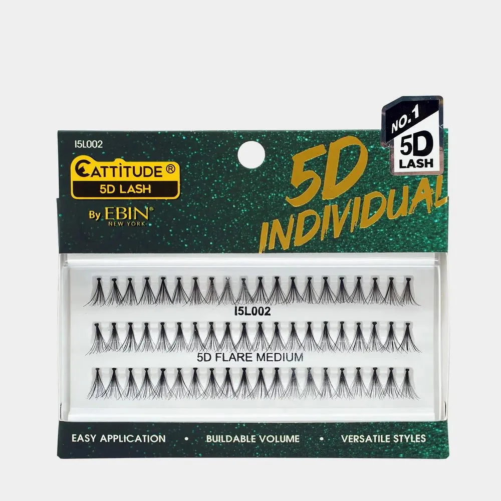 Ebin New York Cattitude 5D Individual Lash (01–06) – Custom Volume Clusters, Knot - Free & Flare Styles, Lightweight & Reusable - Beauty Exchange Beauty Supply