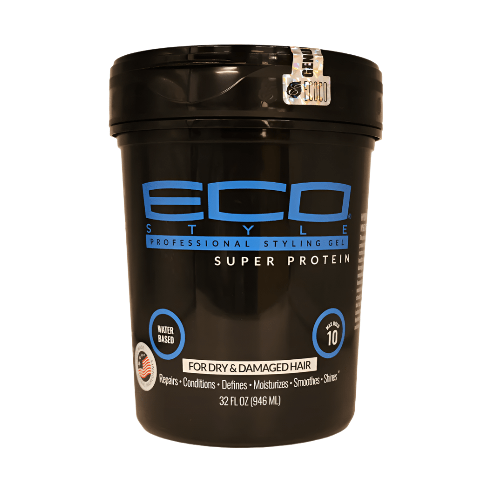 Eco Style Black Super Protein Styling Gel – Strong Hold for All Hair Types – 8oz / 16oz / 32oz - Beauty Exchange Beauty Supply