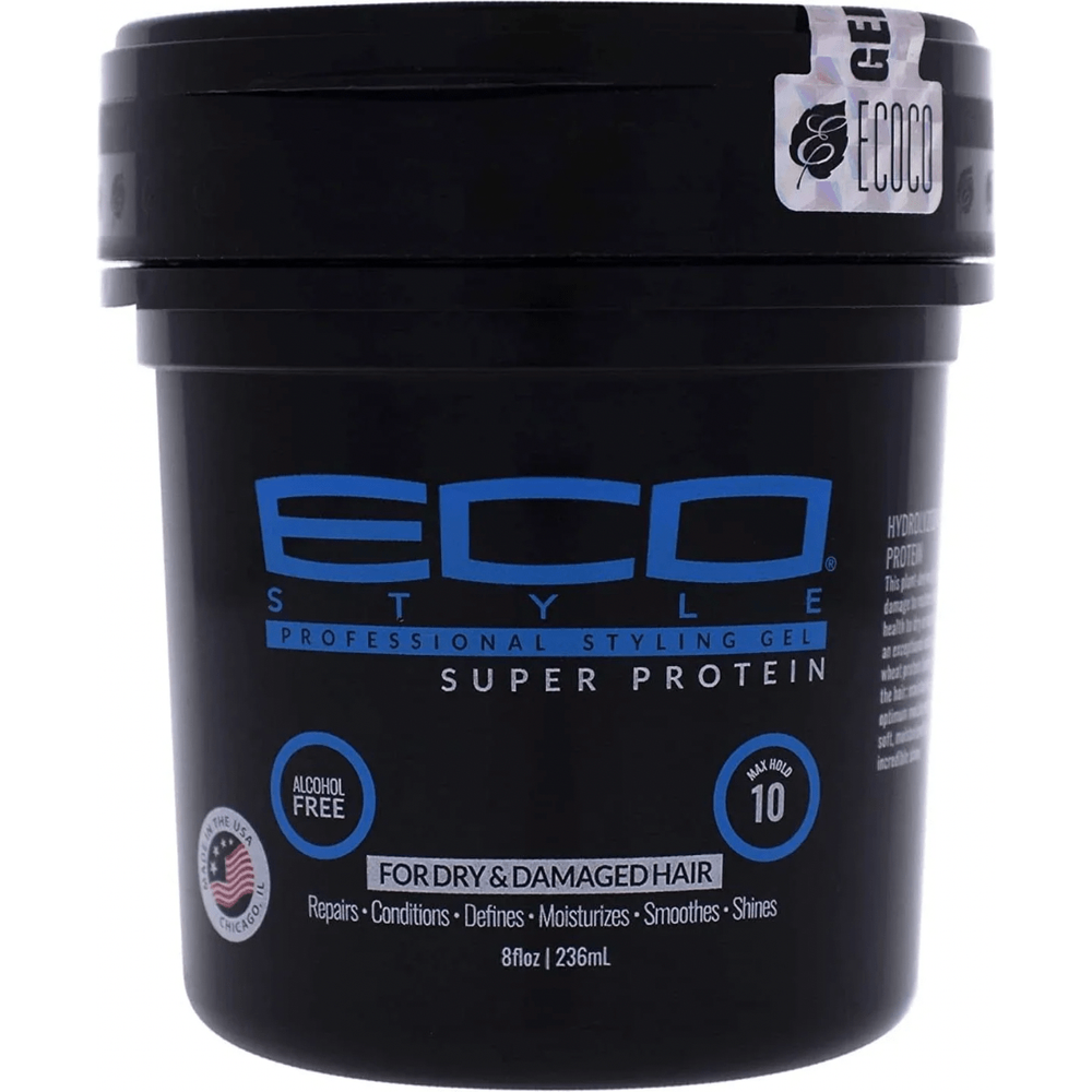 Eco Style Black Super Protein Styling Gel – Strong Hold for All Hair Types – 8oz / 16oz / 32oz - Beauty Exchange Beauty Supply