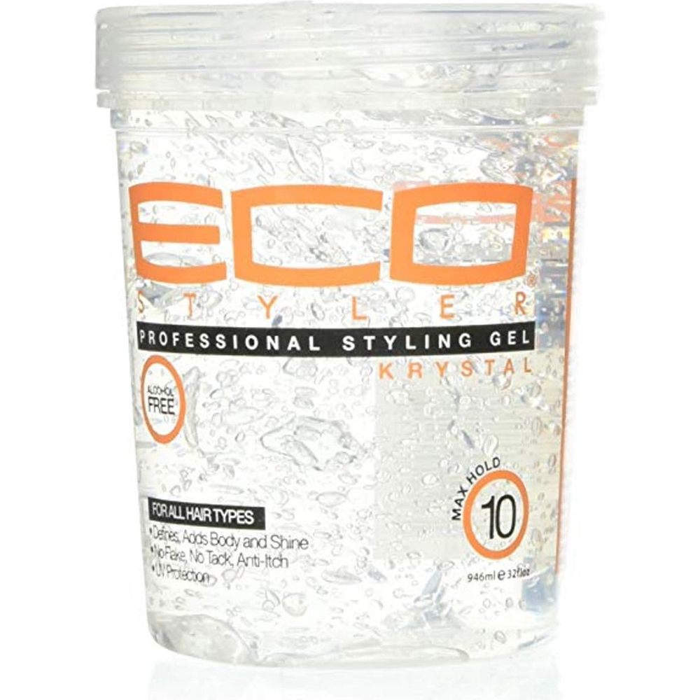 Eco Style Krystal Styling Gel | Maximum Hold, No Flake, Alcohol - Free | 4 Variants – 8oz, 16oz, 32oz, 80oz | - Beauty Exchange Beauty Supply