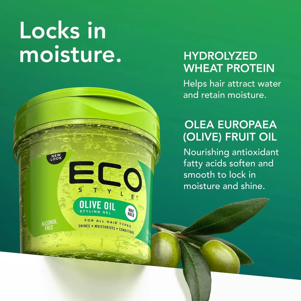 Eco Style Olive Oil Hair Styling Gel - Max Hold - Moisturizing - Unisex - 32oz - Beauty Exchange Beauty Supply