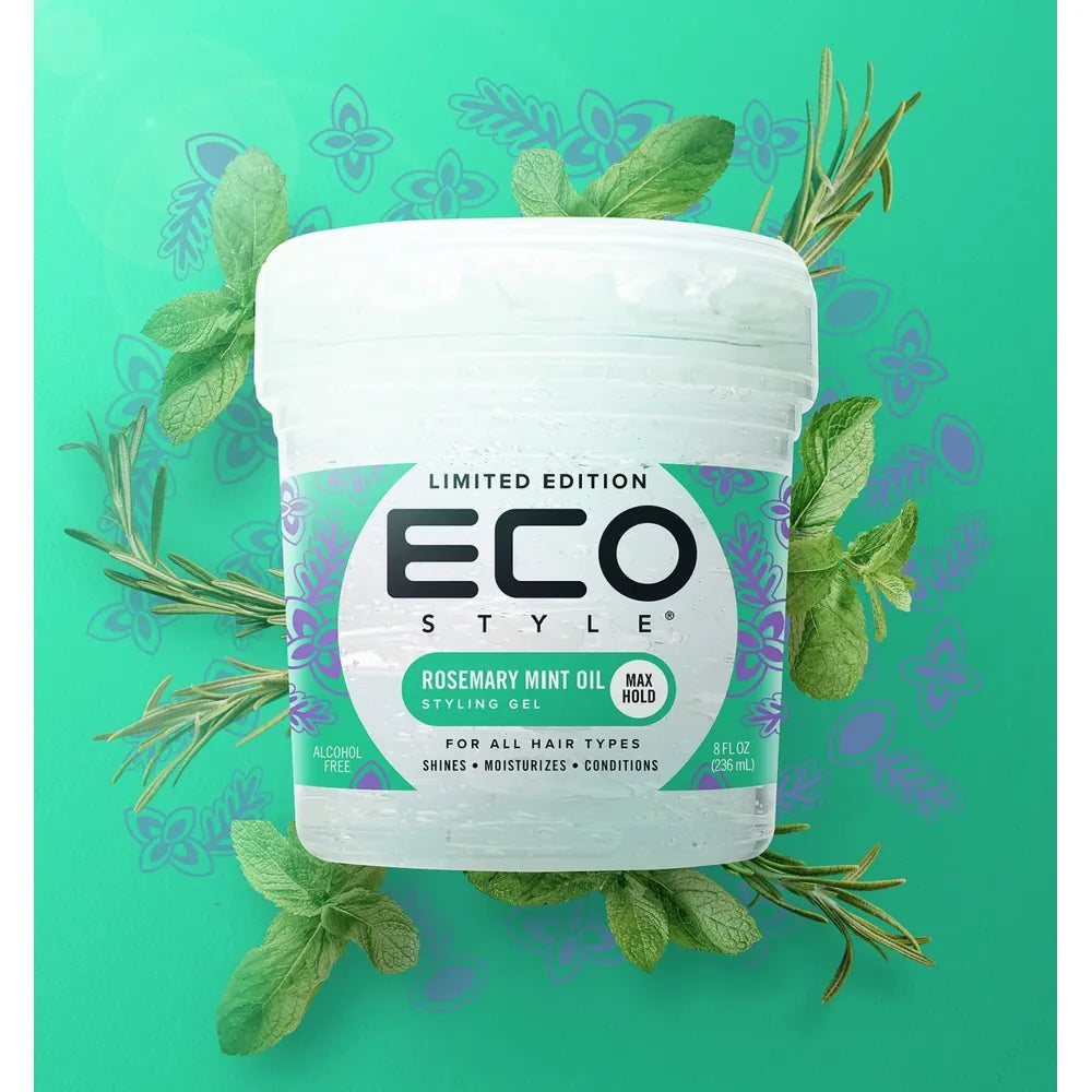 Eco Style Rosemary Mint Hair Gel | Invigorating Hold & Scalp Nourishment | 2 Variants – 8oz & 16oz | - Beauty Exchange Beauty Supply