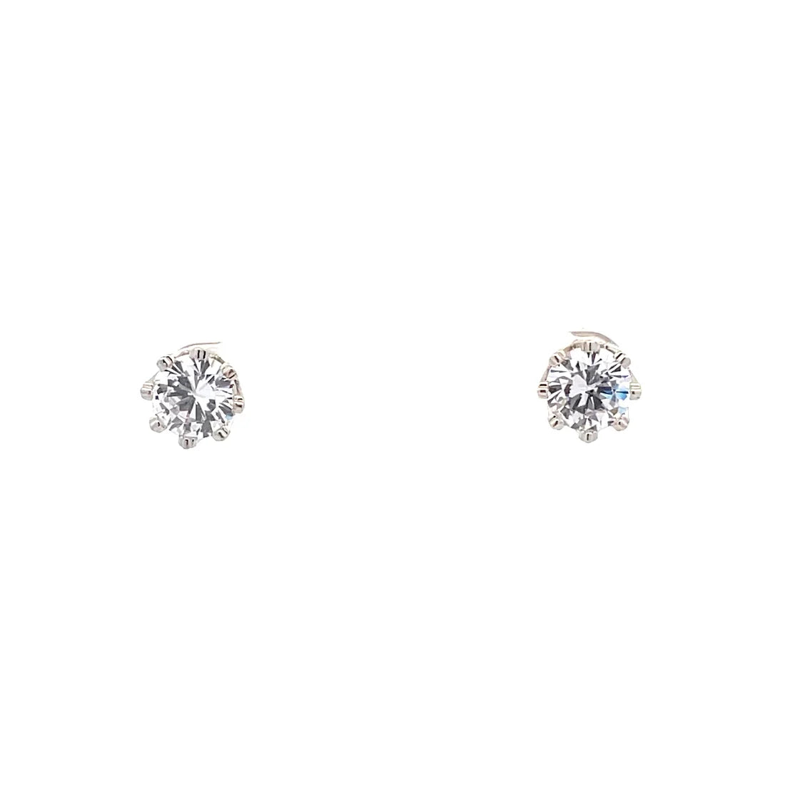 The One Jewelry Crown Stud CZ Round Earrings