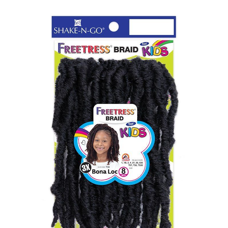 Freetress 3X Kids Bona Loc 8" – Soft Lightweight Crochet Locs for Kids | Pre - Looped & Natural Look - Beauty Exchange Beauty Supply