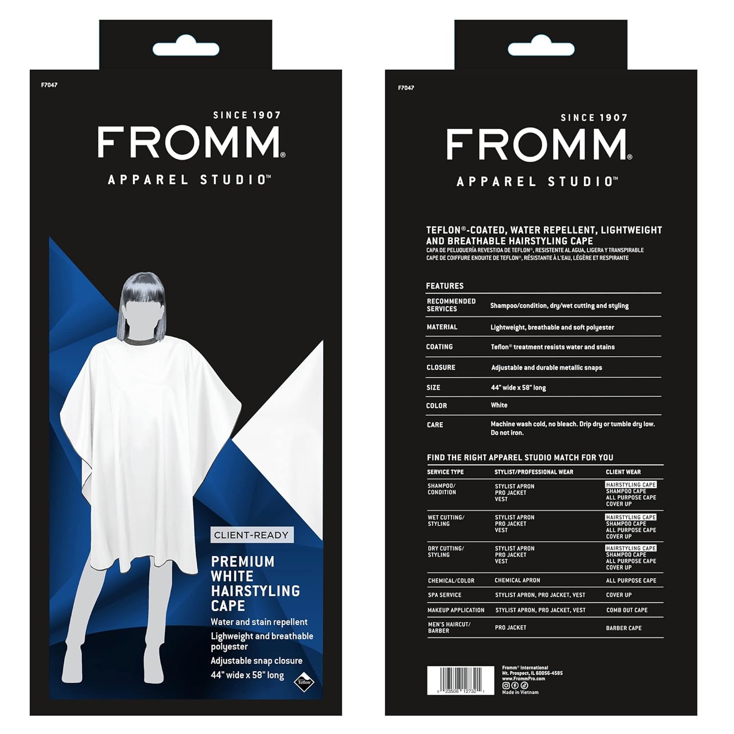 Fromm Premium Styling & Shampoo Capes – White & Gunmetal Pro Capes - Beauty Exchange Beauty Supply