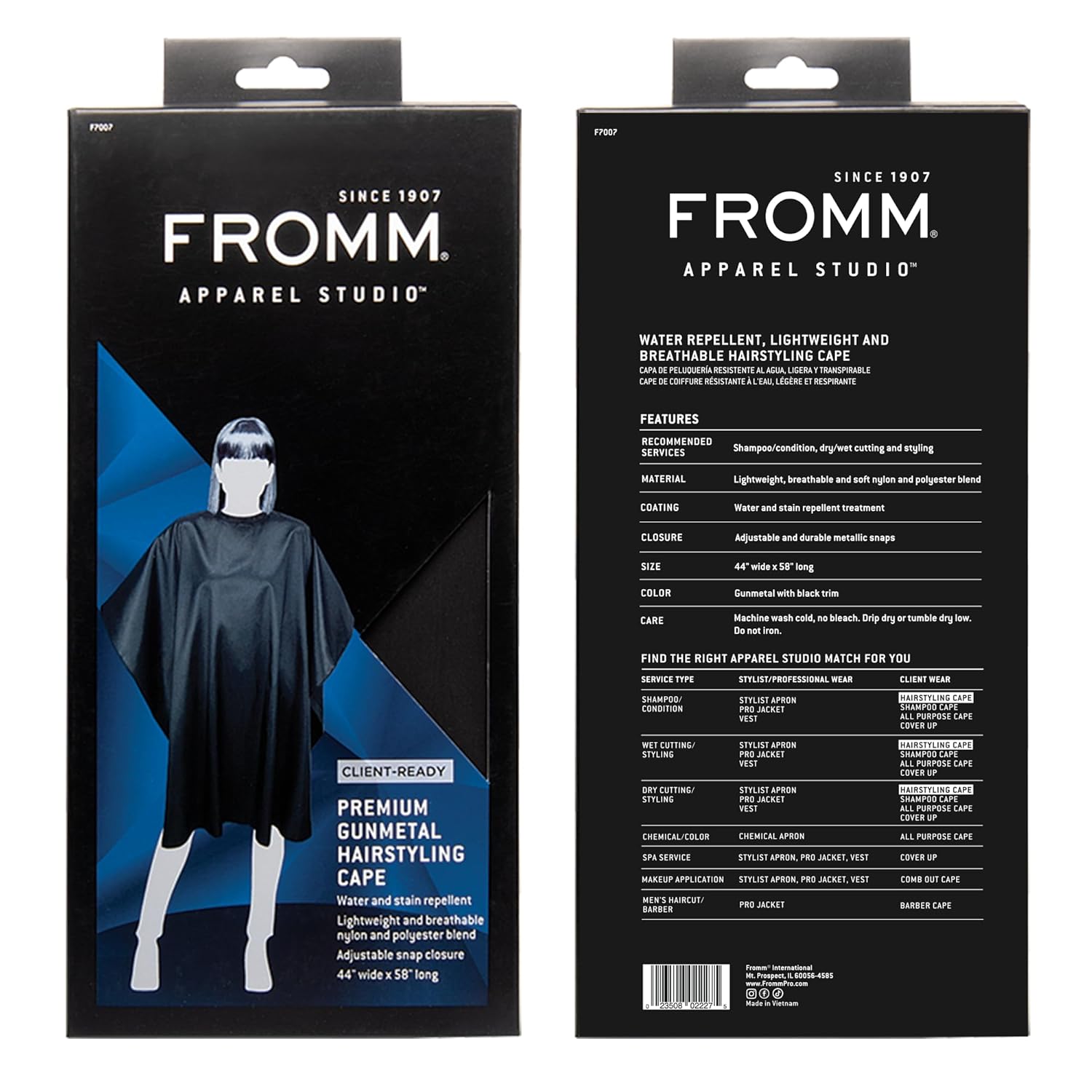 Fromm Premium Styling & Shampoo Capes – White & Gunmetal Pro Capes - Beauty Exchange Beauty Supply