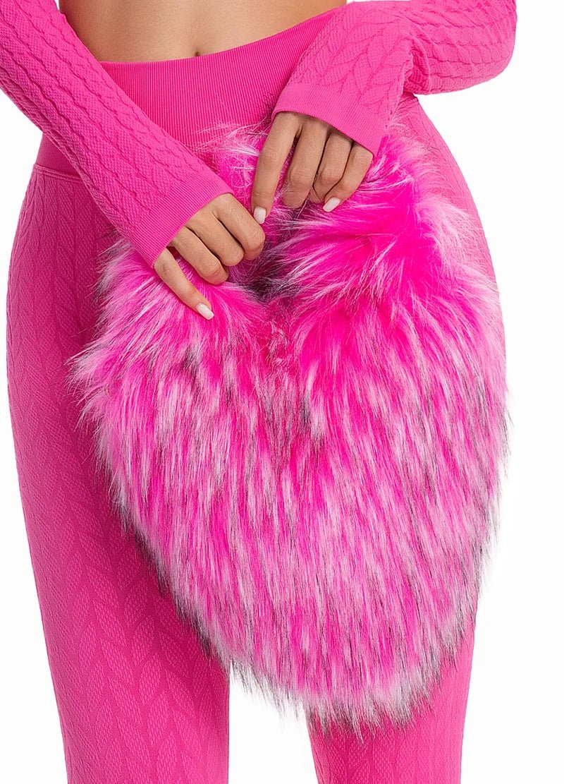 Fuzzy Faux Fur Heart Small Bag – MMA1066 - Beauty Exchange Beauty Supply