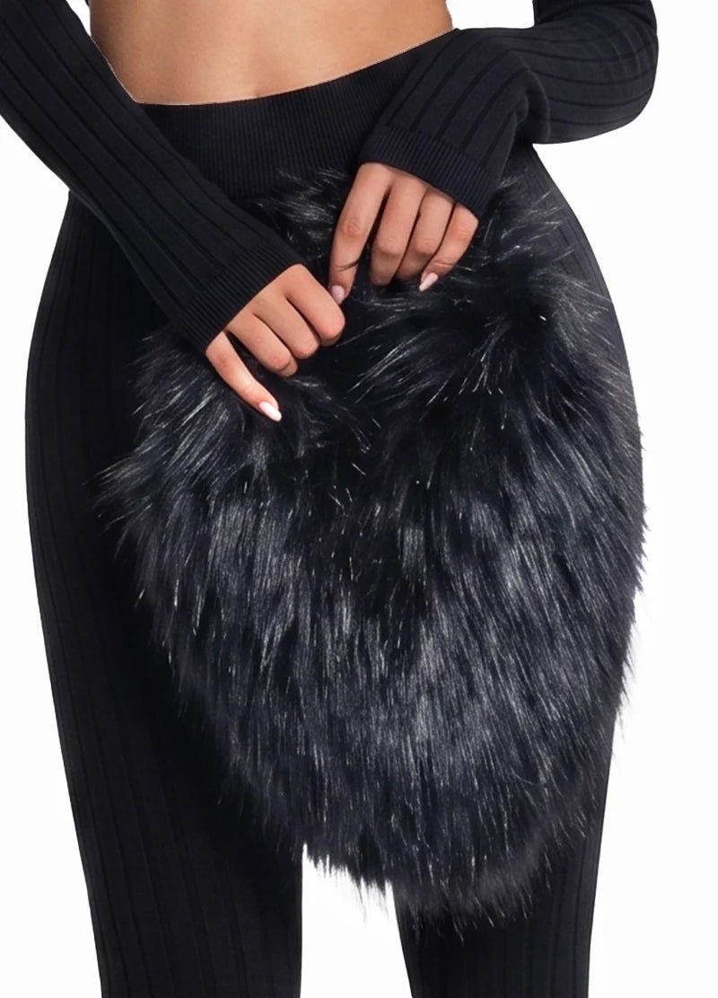 Fuzzy Faux Fur Heart Small Bag – MMA1066 - Beauty Exchange Beauty Supply