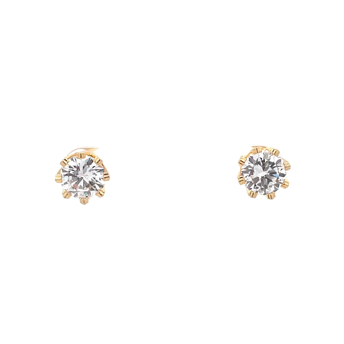 The One Jewelry Crown Stud CZ Round Earrings