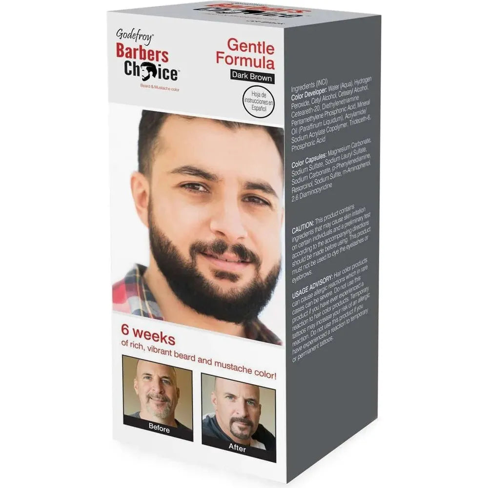 Godefroy Barber’s Choice Beard & Mustache Color – 2 Variants - | Dark Brown | Medium to Light Brown – Gentle Formula – 3 Applications - Beauty Exchange Beauty Supply
