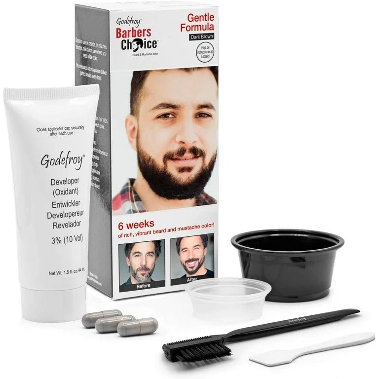 Godefroy Barber’s Choice Beard & Mustache Color – 2 Variants - | Dark Brown | Medium to Light Brown – Gentle Formula – 3 Applications - Beauty Exchange Beauty Supply