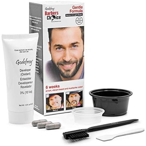Godefroy Barber’s Choice Beard & Mustache Color – 2 Variants - | Dark Brown | Medium to Light Brown – Gentle Formula – 3 Applications - Beauty Exchange Beauty Supply